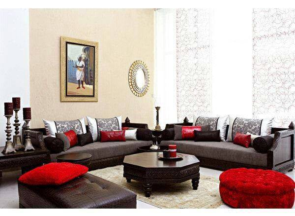 Salon marocain de luxe rouge
